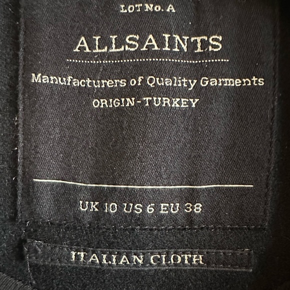 ALL SAINTS Italian Cloth Black Vest Virgin Wool + Alpaca - Size US 6 - Picture 6 of 7